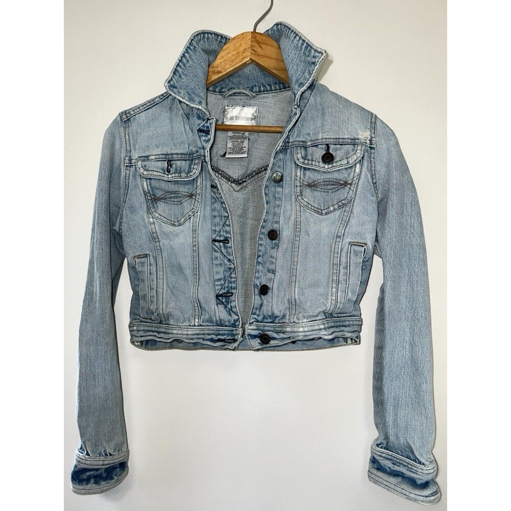 NOBO Jean Jacket Juniors Small 3/5 Cropped Denim Trucker Y2K